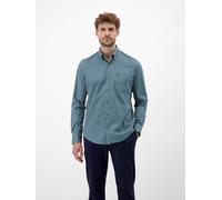 Langarmhemd LERROS, Herren, Gr. L, N-Gr, fjord blau, Web, Obermaterial: 97% Baumwolle, 3% Elasthan, gepunktet, regular fit normal, Manschette, Hemden Langarmhemd, mit Logo Stickerei (35672043-L)