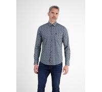 Langarmhemd LERROS, Herren, Gr. L, N-Gr, scandinavian rot, Web, Obermaterial: 97% Baumwolle, 3% Elasthan, bedruckt, normal hüftbedeckend, Rundhals, Hemden, mit grafischem Minimal-Muster (26198123-L) s