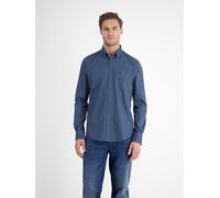 Langarmhemd LERROS, Herren, Gr. L, N-Gr, storm blau, Web, Obermaterial: 97% Baumwolle, 3% Elasthan, gepunktet, regular fit normal, Manschette, Hemden, mit Logo Stickerei (59120710-L) storm blau