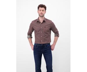Langarmhemd LERROS, Herren, Gr. M, N-Gr, vivid rot, Web, Obermaterial: 100% Baumwolle, gemustert, regular fit hüftbedeckend, Rundhals, Hemden, mit Minimal-Print (79315247-M) vivid rot