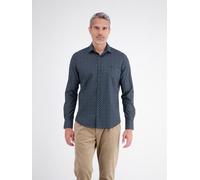 Langarmhemd LERROS, Herren, Gr. XXL, N-Gr, blau (basalt grau), Web, Obermaterial: 100% Baumwolle, gemustert, regular fit hüftbedeckend, Rundhals, 2-Knopf-Manschette, Hemden, mit Allover-Muster (121000