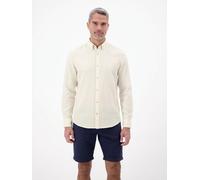 Langarmhemd LERROS "Herrenhemd aus Baumwoll-Leinen-Mix", Herren, Gr. XL, Normalgrößen, beige (broken weiß), 55% Leinen, 45% Baumwolle, Hemden, Baumwoll-Leinen Mix, Langarm, krempelbar, ideal für warme