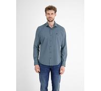 Langarmhemd LERROS "Herrenhemd mit Haifischkragen, dezent gemustert", Herren, Gr. S, Normal- und Kurzgrößen, blau (fjord blau), 100% Baumwolle, Hemden Langarmhemd (11625339-S)