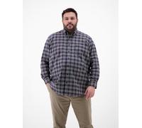 Langarmhemd LERROS "Kariertes Flanellhemd in Übergrössen", Herren, Gr. 4XL, extraweit, blau (classic navy), 100% Baumwolle, Hemden (71670559-4XL) classic navy