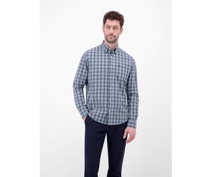 Langarmhemd LERROS "Karohemd mit Button-Down-Kragen", Herren, Gr. M, Normalgrößen, classic navy, 100% Baumwolle, Hemden (37624809-M) classic navy