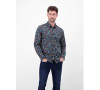 Langarmhemd LERROS, Herren, Gr. 3XL, N-Gr, classic navy, Web, Obermaterial: 97% Baumwolle, 3% Elasthan, bedruckt, geblümt, normal hüftbedeckend, Rundhals, 1-Knopf-Manschette, Hemden, mit Allover-Print