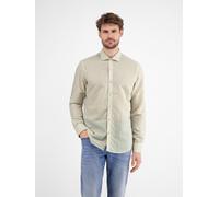Langarmhemd LERROS "LERROS Langarmhemd mit Haifischkragen, floral bedruckt", Herren, Gr. M, Normalgrößen, weiß, 55% Leinen, 45% Baumwolle, Langarm, Hemden (55022901-M) weiß