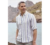 Langarmhemd LERROS "LERROS Gestreiftes Langarmhemd in Leinen-Baumwollqualität", Herren, Gr. XXL, Normalgrößen, weiß, 55% Leinen, 45% Baumwolle, Hemden Langarmhemd (26941923-XXL)