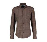 Langarmhemd LERROS "LERROS Karohemd mit Dobby-Struktur", Herren, Gr. S, braun (hazel braun), 100% Baumwolle, regular fit, Hemden (33931315-S) hazel braun