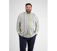 Langarmhemd LERROS "LERROS Modisches Streifenhemd für Herren, in Übergrößen", Herren, Gr. 4XL, extraweit, weiß, 55% Leinen, 45% Baumwolle, Hemden (88077457-4XL) weiß