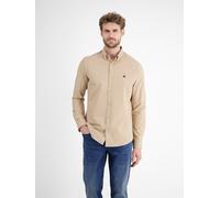 Langarmhemd LERROS "Oxford Solid", Herren, Gr. XXXL, N-Gr, light coffee, Web, Obermaterial: 98% Baumwolle, 2% Elasthan, unifarben, casual, normal hüftbedeckend, Rundhals, Langarm, Hemden, mit Button-D