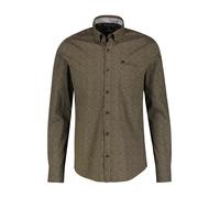 Langarmhemd LERROS "Poplinhemd mit Alloverprint", Herren, Gr. S, braun (dried tobacco), 97% Baumwolle, 3% Elasthan, Hemden Langarmhemd (27645724-S)
