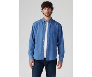 Langarmhemd LEVI'S "AUTHENTIC BUTTON DOWN", Herren, Gr. XL, N-Gr, woodrow mid wash, Web, Obermaterial: 100% Baumwolle, Hemden, mit Ton-in-Ton Logostickerei auf der Brust (44870852-XL) woodrow mid wash