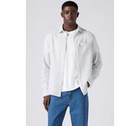 Langarmhemd LEVI'S "SUNSET 1 POCKET STANDARD", Herren, Gr. M, N-Gr, navya stripe, Web, Obermaterial: 43% Leinen, 34% Viskose, 23% Baumwolle, gestreift, normal hüftbedeckend, Hemden Langarmhemd, Leinen