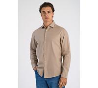 Langarmhemd LINDBERGH "Freizeithemd (Langarm) Relaxed Fit", Herren, Gr. M, Normalgrößen, beige (dk sand), Obermaterial: 98% Baumwolle, 2% Elasthan, Hemden (97054064-M) dk sand