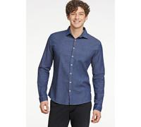 Langarmhemd LINDBERGH "Freizeithemd (Langarm) Relaxed Fit", Herren, Gr. S, Normalgrößen, blau (dk blau), Obermaterial: 98% Baumwolle, 2% Elasthan, Hemden (45017744-S) dk blau