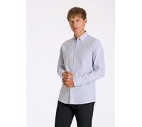 Langarmhemd LINDBERGH, Herren, Gr. M, N-Gr, blau (sky blau), Web, Obermaterial: 98% Baumwolle, 2% Elasthan, gestreift, normal hüftbedeckend, Rundhals, Hemden, im Streifen-Design (45651808-M) sky blau