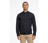 Langarmhemd LINDBERGH, Herren, Gr. M, N-Gr, schwarz, Stoff, Obermaterial: 97% Baumwolle, 3% Elasthan, slim fit normal, Rundhals, mit Knöpfen 2-Knopf-Manschette mit Knöpfen, Hemden, mit Stehkagen (7137