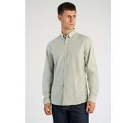 Langarmhemd LINDBERGH, Herren, Gr. S, N-Gr, lt army mix, Web, Obermaterial: 97% Baumwolle, 3% Elasthan, unifarben, gerade hüftbedeckend, Rundhals, 2-Knopf-Manschette, Hemden, mit Button-Down-Kragen (4