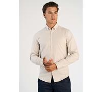 Langarmhemd LINDBERGH, Herren, Gr. XL, N-Gr, beige (lt sand mix), Web, Obermaterial: 97% Baumwolle, 3% Elasthan, unifarben, gerade hüftbedeckend, Rundhals, 2-Knopf-Manschette, Hemden, mit Button-Down-
