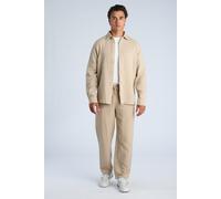 Langarmhemd LINDBERGH, Herren, Gr. XXL, N-Gr, beige (stone), Web, Obermaterial: 100% Baumwolle, unifarben, regular fit hüftbedeckend, Rundhals, 1-Knopf-Manschette, Hemden, in Leinen-Optik (26970031-XX