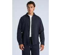 Langarmhemd LINDBERGH, Herren, Gr. XXL, N-Gr, schwarz (navy), Web, Obermaterial: 100% Baumwolle, unifarben, regular fit hüftbedeckend, Rundhals, 1-Knopf-Manschette, Hemden, in Leinen-Optik (60031844-X