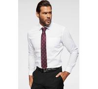 Langarmhemd MAN'S WORLD, Herren, Gr. 41/42 (M), N-Gr, weiß (weiß, leicht transparent), Obermaterial: 55% Baumwolle, 45% Polyester, unifarben, Basic, normal, 1-Knopf-Manschette verstellbar, Hemden, abg