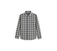 Langarmhemd MARC O'POLO "aus Baumwolle in Flanell-Optik", Kinder, Gr. 140, Normalgrößen, grau (dunkelgrau meliert), Obermaterial: 100% Baumwolle, unifarben, regular fit normal, Doppelmanschette, Hemde