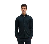 Langarmhemd MARC O'POLO "aus Bio-Baumwoll-Piqué", Herren, Gr. S, Normalgrößen, schwarz navy, Obermaterial: 100% Baumwolle, unifarben, figurbetont normal, Doppelmanschette, Hemden (89343861-S) schwarz 