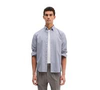 Langarmhemd MARC O'POLO "aus Bio-Baumwoll-Popeline", Herren, Gr. XL, Normalgrößen, medium blau, Obermaterial: 100% Baumwolle, gestreift, regular fit normal, Doppelmanschette, Hemden (49646700-XL) medi