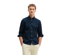 Langarmhemd MARC O'POLO "aus Bio-Baumwolle", Herren, Gr. L, Normalgrößen, blau (schwarz navy), Obermaterial: 100% Baumwolle, unifarben, casual, regular fit normal, Langarm Doppelmanschette, Hemden (54