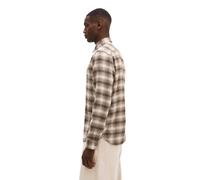 Langarmhemd MARC O'POLO "aus Bio-Baumwolle und Lyocell", Herren, Gr. XL, Normalgrößen, beige (schwarz braun), Obermaterial: 52% Baumwolle, 48% Lyocell, kariert, regular fit normal, Manschette, Hemden