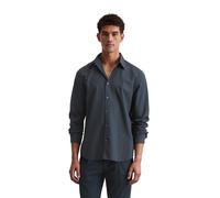 Langarmhemd MARC O'POLO "aus Bio-Baumwolle und TENCEL™ Lyocell", Herren, Gr. L, Normalgrößen, blau (schwarz navy), Obermaterial: 54% Baumwolle, 46% Lyocell, unifarben, regular fit normal, Doppelmansch