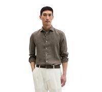 Langarmhemd MARC O'POLO "aus feinem Leinen-Chambray", Herren, Gr. 3XL, Normalgrößen, braun (dunkelblau), Obermaterial: 100% Leinen, unifarben, figurbetont normal, Doppelmanschette, Hemden (13245864-XX