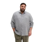 Langarmhemd MARC O'POLO "aus feinem Leinen-Chambray", Herren, Gr. 5XL, Normalgrößen, grau (medium blau), Obermaterial: 100% Leinen, unifarben, normal, Doppelmanschette, Hemden (43771127-5XL) medium bl