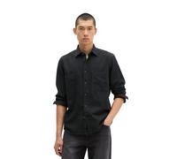 Langarmhemd MARC O'POLO "aus leichtem Bio-Baumwoll-Denim", Herren, Gr. L, Normalgrößen, schwarz, Obermaterial: 100% Baumwolle, unifarben, regular fit normal, Doppelmanschette, Hemden (78610120-L) schw