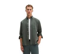 Langarmhemd MARC O'POLO "aus Leinen und Bio-Baumwolle", Herren, Gr. 3XL, Normalgrößen, grün (mangrove), Obermaterial: 50% Leinen, 50% Baumwolle, unifarben, regular fit normal, Doppelmanschette, Hemden