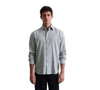 Langarmhemd MARC O'POLO "aus Leinen und Bio-Baumwolle", Herren, Gr. M, Normalgrößen, multi, iris ink, Obermaterial: 53% Leinen, 47% Baumwolle, unifarben, regular fit normal, Doppelmanschette, Hemden (