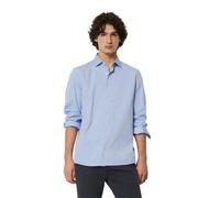 Langarmhemd MARC O'POLO "aus reiner Bio-Baumwolle", Herren, Gr. L, Normalgrößen, blau (mulit, airblau), Obermaterial: 100% Baumwolle, unifarben, figurbetont normal, Doppelmanschette, Hemden (55485219-