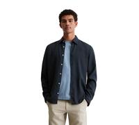 Langarmhemd MARC O'POLO "aus softem TENCEL™ Lyocell", Herren, Gr. 3XL, Normalgrößen, blau (schwarz navy), Obermaterial: 100% Lyocell, unifarben, figurbetont normal, Doppelmanschette, Hemden (37267551-