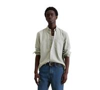 Langarmhemd MARC O'POLO DENIM "aus Bio-Baumwoll-Oxford-Qualität", Herren, Gr. XL, Normalgrößen, dunkelgrün, Obermaterial: 100% Baumwolle, unifarben, regular fit normal, Manschette, Hemden (69620001-XL