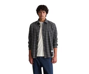 Langarmhemd MARC O'POLO DENIM, Herren, Gr. L, N-Gr, dunkelblau, Web, Obermaterial: 100% Baumwolle, kariert, regular fit normal, 2-Knopf-Manschette, Hemden, Businesshemd, Kentkragen, garngefärbtes Karo