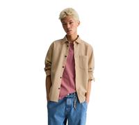 Langarmhemd MARC O'POLO DENIM "mit feiner Struktur", Herren, Gr. L, Normalgrößen, frosty sand, Obermaterial: 100% Baumwolle, unifarben, regular fit normal, Manschette, Hemden (48988421-L) frosty sand