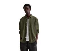 Langarmhemd MARC O'POLO DENIM "mit mehrfarbigen Streifen", Herren, Gr. XXL, Normalgrößen, dunkelgrün, Obermaterial: 100% Baumwolle, gestreift, regular fit normal, Manschette, Hemden (59186654-XXL) dun