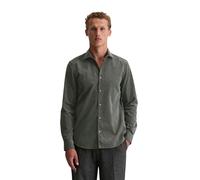 Langarmhemd MARC O'POLO "mit feiner Rippenstruktur", Herren, Gr. L, Normalgrößen, grün (mangrove), Obermaterial: 100% Baumwolle, unifarben, casual, figurbetont normal, Langarm Doppelmanschette, Hemden