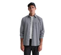 Langarmhemd MARC O'POLO, Herren, Gr. M, N-Gr, schwarz navy, Web, Obermaterial: 100% Baumwolle, Hemden Langarmhemd (16314453-M)