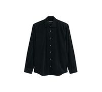 Langarmhemd MARC O'POLO "mit feiner Rippenstruktur", Herren, Gr. L, Normalgrößen, schwarz, Obermaterial: 100% Baumwolle, unifarben, figurbetont, Doppelmanschette, Hemden (47243503-L) schwarz