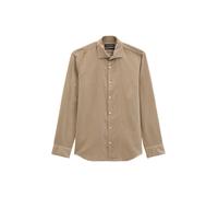 Langarmhemd MARC O'POLO "mit feiner Rippenstruktur", Herren, Gr. M, Normalgrößen, beige (charleston gray), Obermaterial: 100% Baumwolle, unifarben, figurbetont, Doppelmanschette, Hemden (40775009-M) c