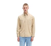Langarmhemd MARC O'POLO "mit recycelter Baumwolle", Herren, Gr. M, Normalgrößen, light oat, Obermaterial: 100% Baumwolle, unifarben, regular fit normal, Doppelmanschette, Hemden (68659361-M) light oat