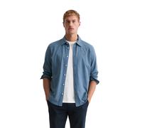 Langarmhemd MARC O'POLO "regular fit aus reiner Bio-Baumwolle", Herren, Gr. L, N-Gr, stormy blau, Jersey, Obermaterial: 100% Baumwolle, regular fit normal, Manschette, Hemden, Jerseyhemd (31504612-L)